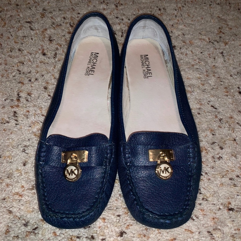 Michael Kors Leather Fulton Moccasins (Navy Blue)